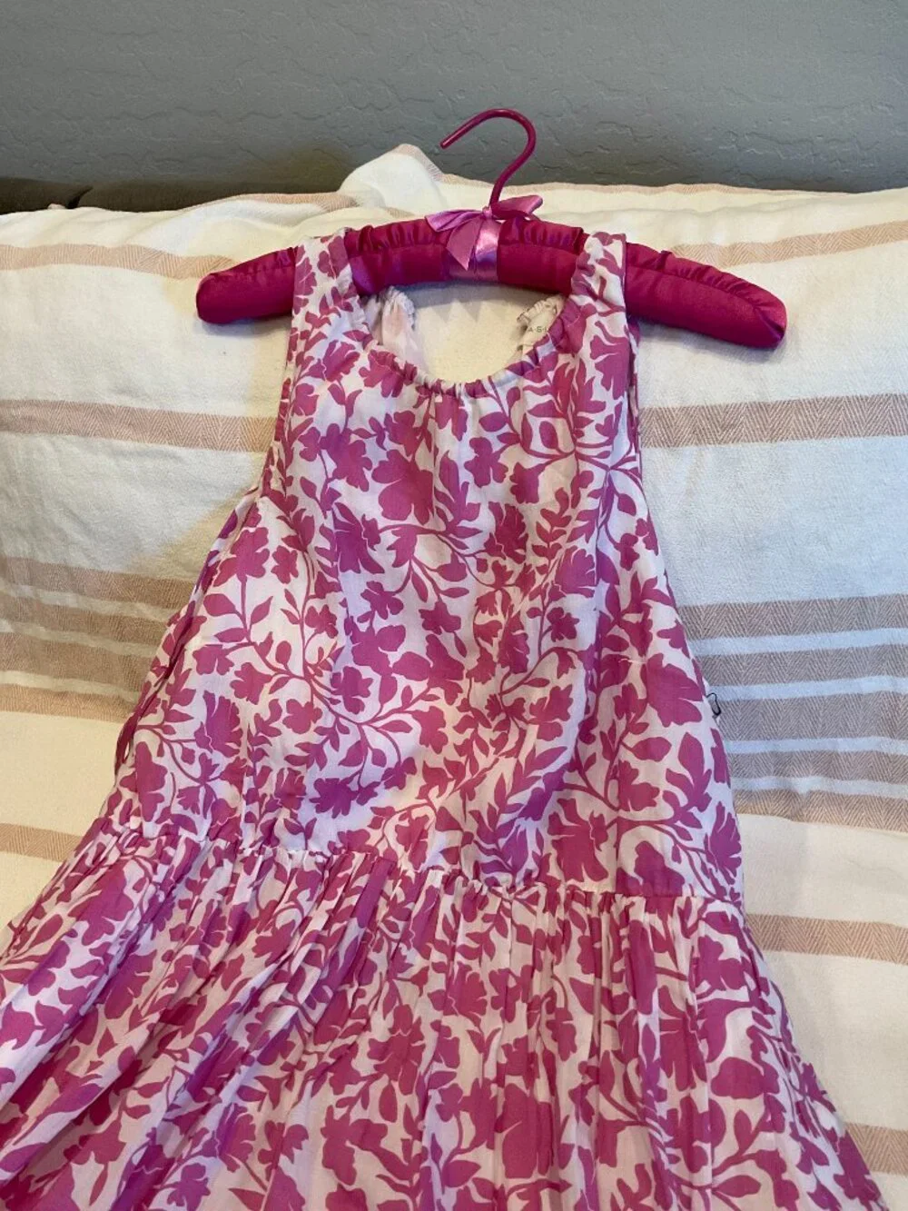 Caslon Nordstrom Floral Tiered Midi Dress Pink White Sleeveless XL - Picture 4 of 4